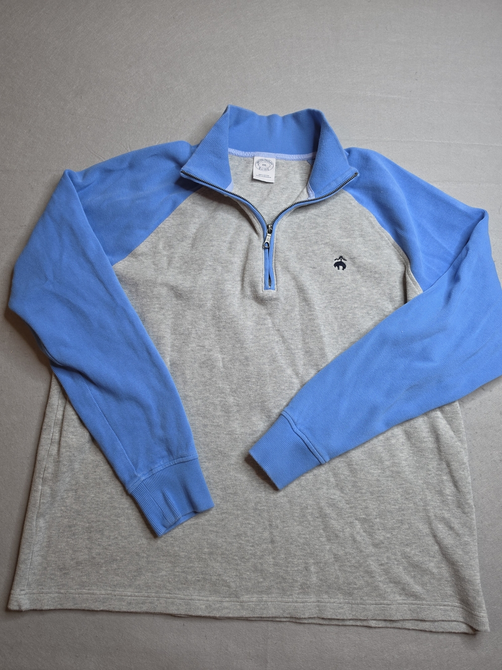 Brooks Brothers Mens Pullover 1/4 Zip Long Sleeve Sweater XXL Gray Blue - Picture 2 of 6